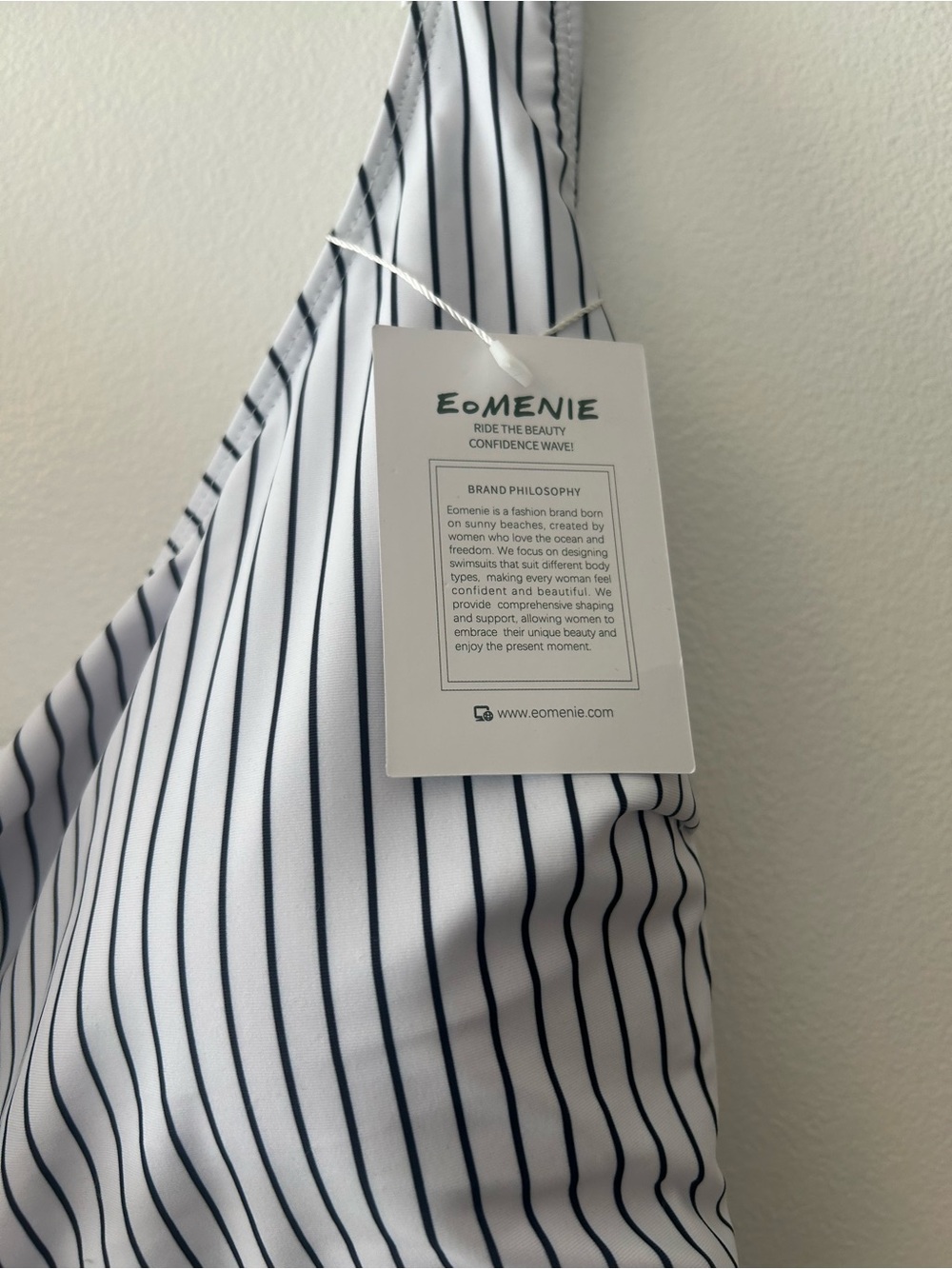 Striped Knot-Front & Blue Draped One-Piece Swimsuit - Picture 4 of 5